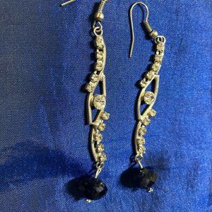 Elegant, long, navy bead earrings